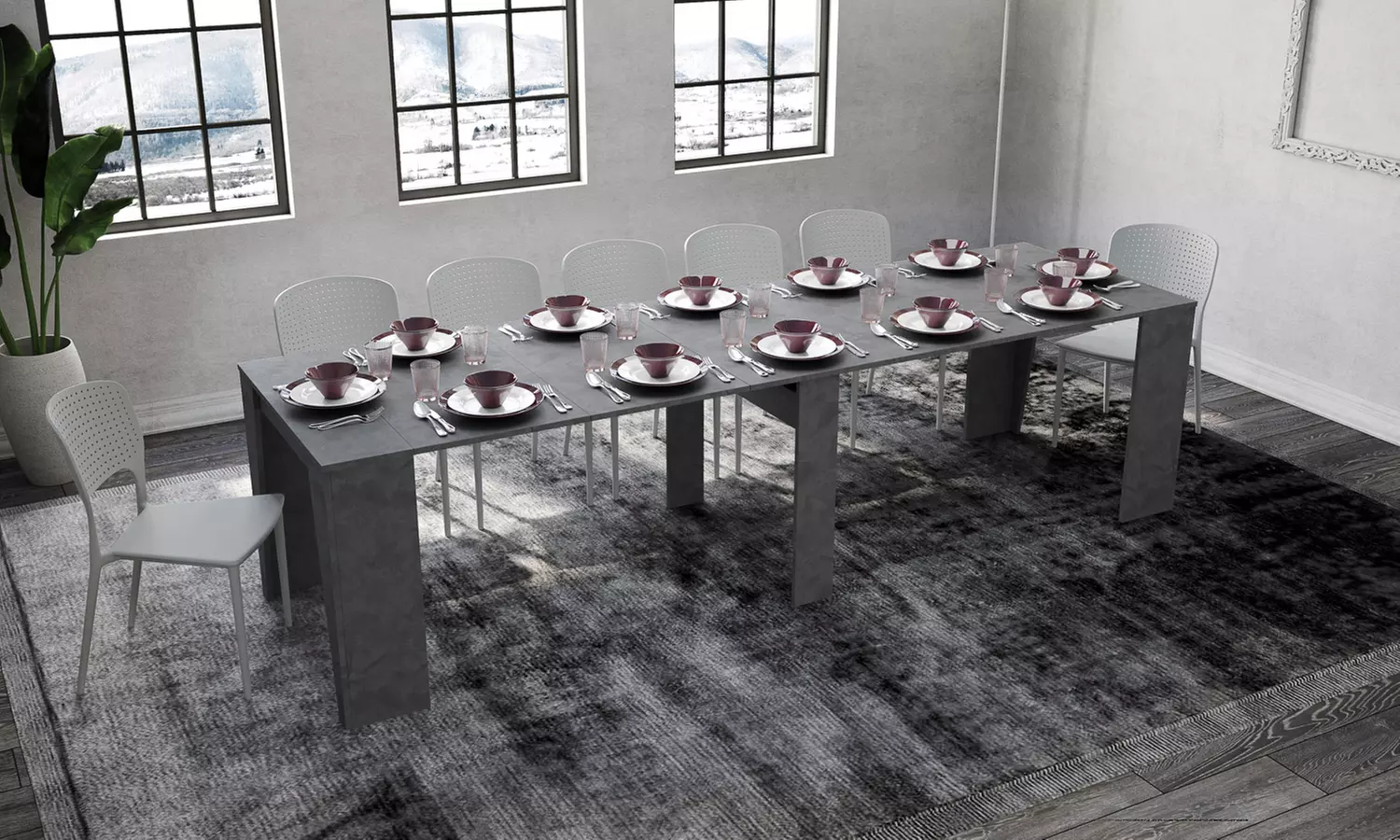 Console Anvar extensible en table à manger