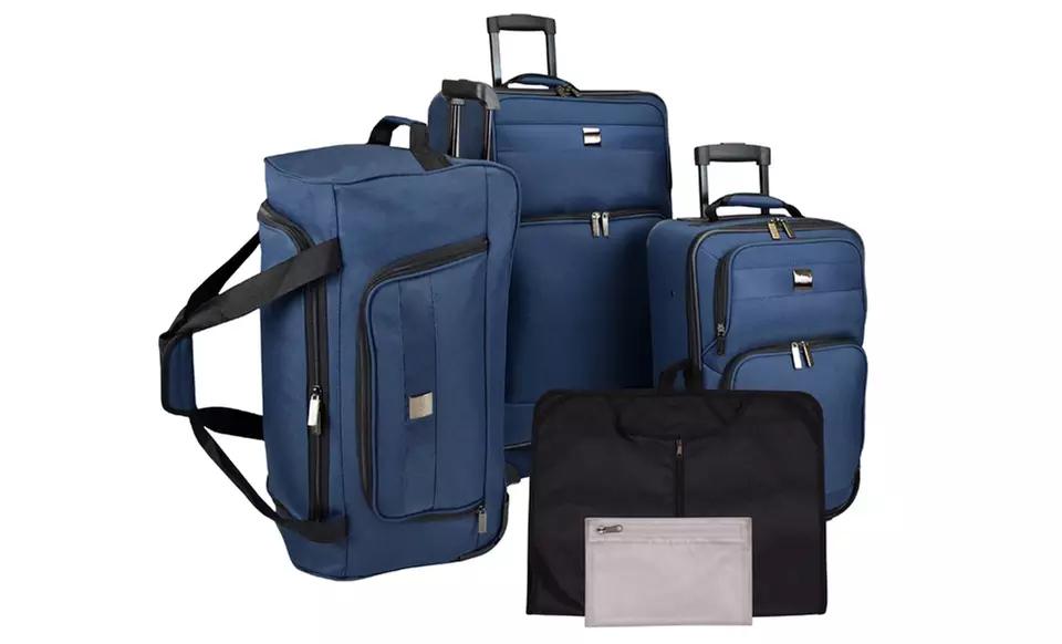 U.S. Traveler 5-Piece Rolling Luggage Set with a Garment Bag, Duffle, and More - Primary Image