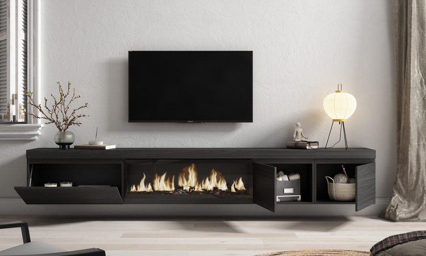 Image 30: Mueble TV '' Cozy'' con Chimenea Eléctrica XXL opcional y almacenaje