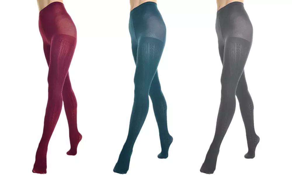 Angelina Opaque Cable-Knit Tights - Primary Image