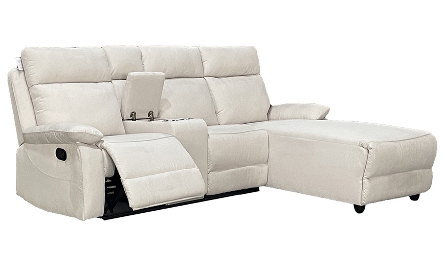 Image 17: Sorento Three Seater Fabric Corner Reclining Sofa 