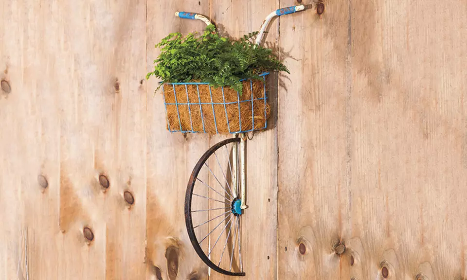 Front-Basket Metal Bicycle Wall Decor and Planter - Primary Image