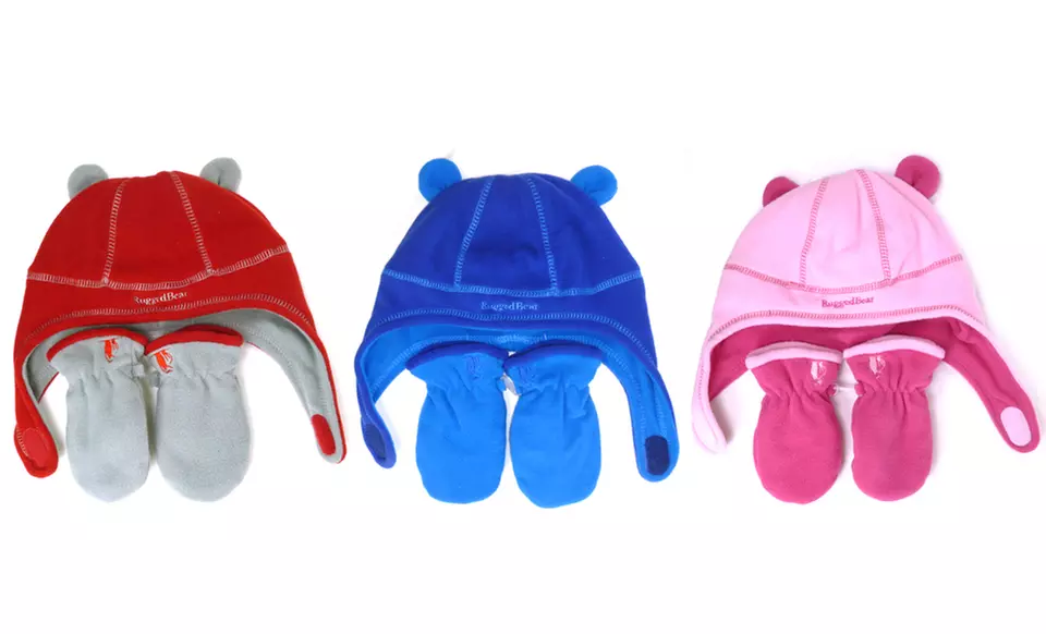 Rugged Bear Fleece Hat and Mitten Set for Infants or Toddlers. Multiple Colors Available. Free Returns. - Primary Image