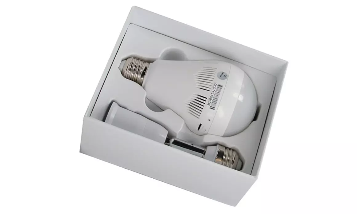 Lampe avec caméra cachée HD avec vue à 360º, Wifi, audio bidirectionnel et cartes SD - Second Medium