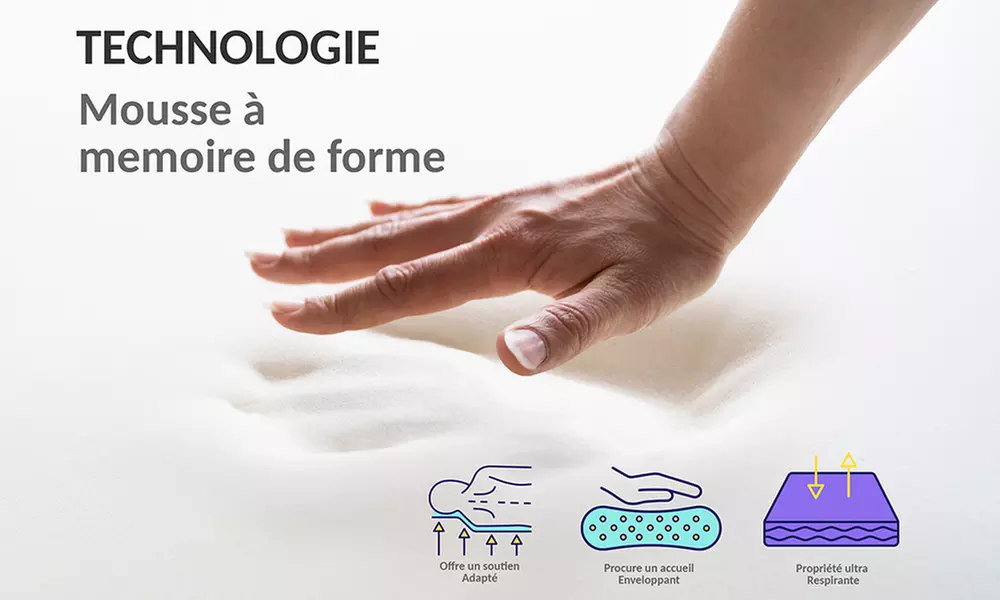 Matelas à mémoire de forme à soutien progressif 22 cm avec surmatelas mémoire de forme, Sampur, livraison offerte - Image 6
