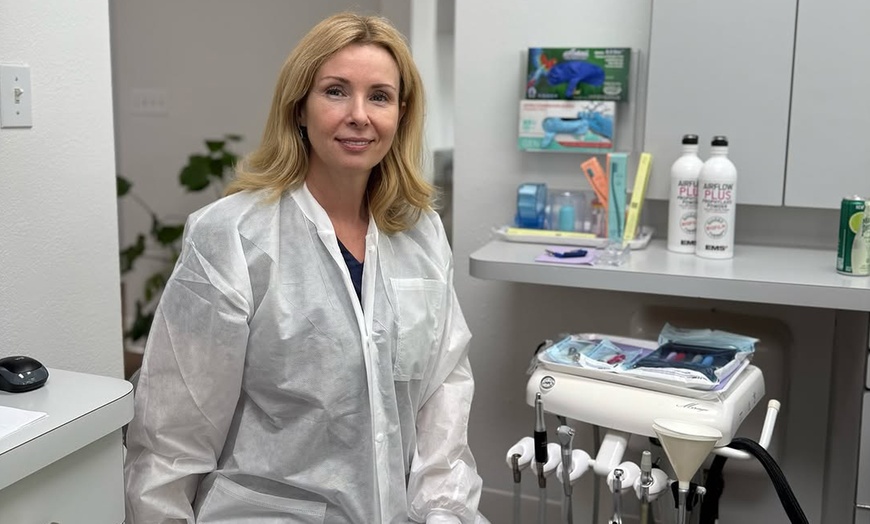 Image 2: One AirFlow Teeth Cleaning or ZOOM Whitening and Office Analysis