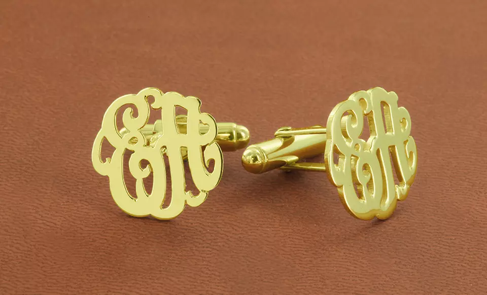Choice of Block or Script Letter Men's Monogram Cuff Links - Second Medium