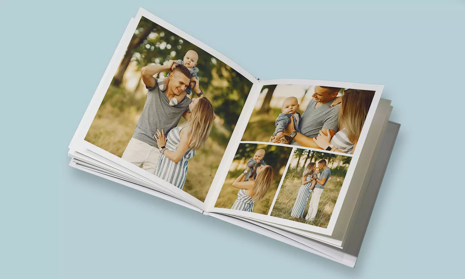 Quadratisches Hardcover-Fotoalbum 30 x 30 cm mit bis zu 144 Seiten