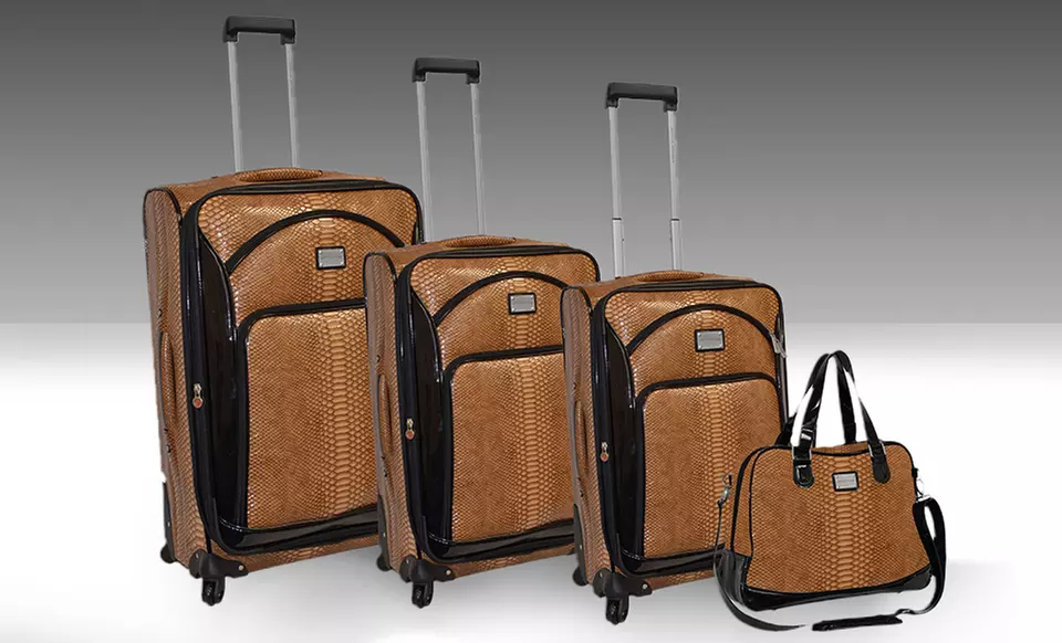 Adrienne Vittadini 4-Piece Black Label Luggage Set. Multiple Colors Available. Free Returns. - Primary Image