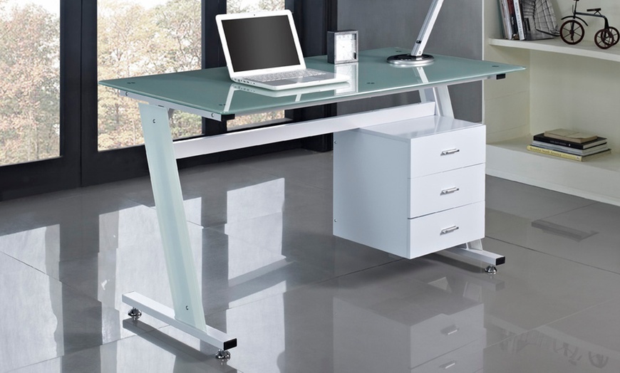 Image 2: Z-Shaped Design Computer Desk
