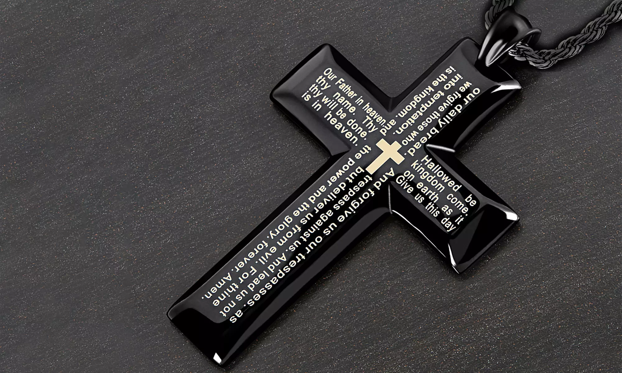 Men's Stainless Steel Lord's Prayer Cross on 24" Chain - Primary Image