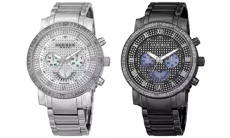 Akribos XXIV Men's Watch with Genuine Diamond Bezel - Primary Image