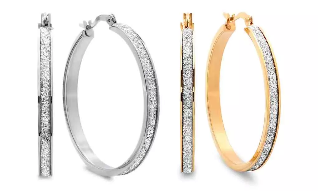 Glitter Hoop Earrings - Primary Image