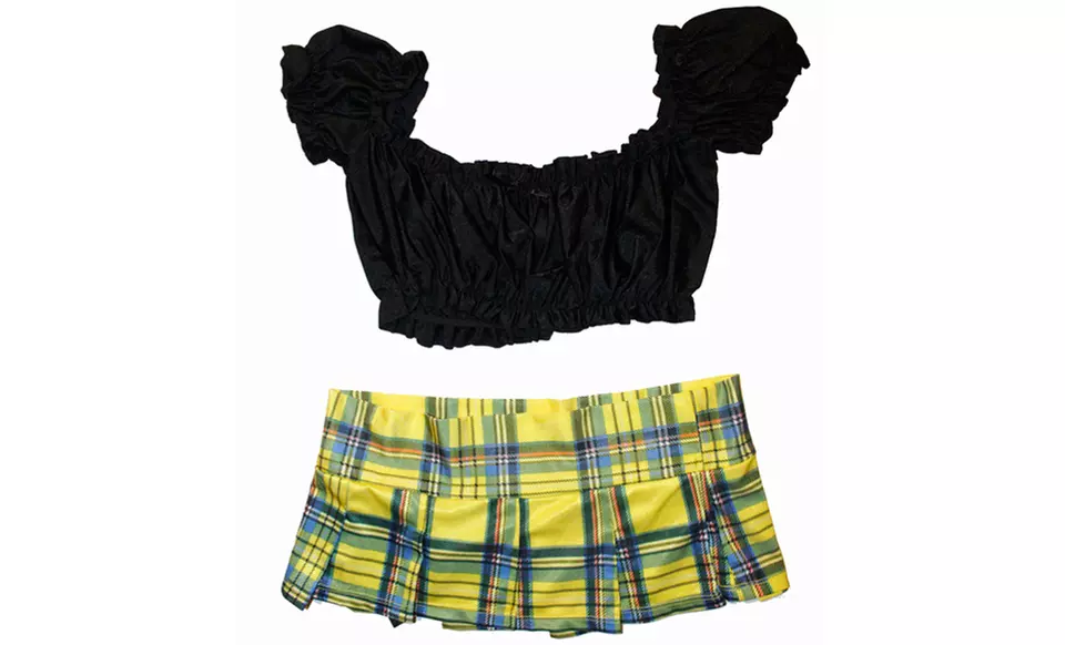Be Wicked Schoolgirl Costume with Scrunch Top and Miniskirt - Second Medium