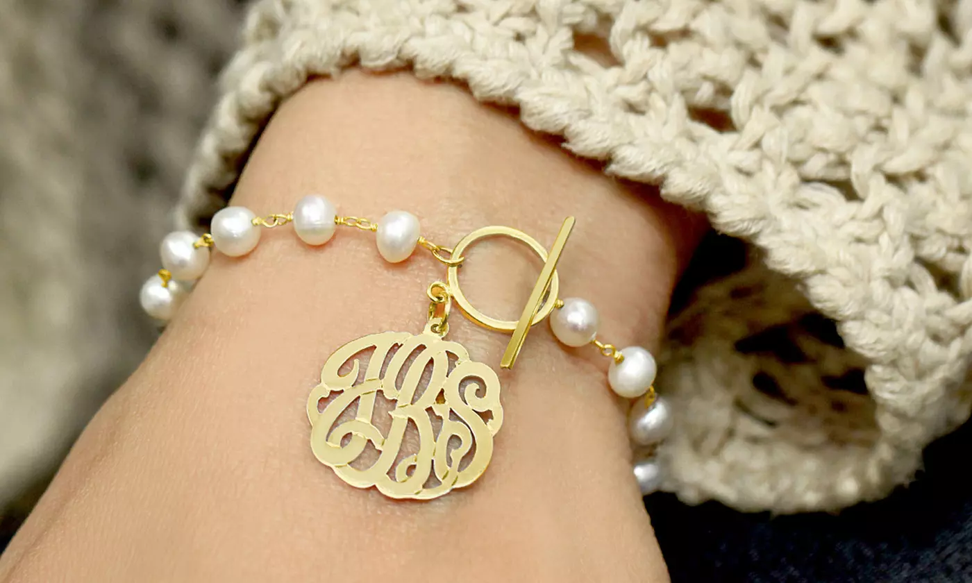 Freshwater Pearl Bracelet with Custom Monogram from Monogram Online from $34.99–$39.99 - Primary Image