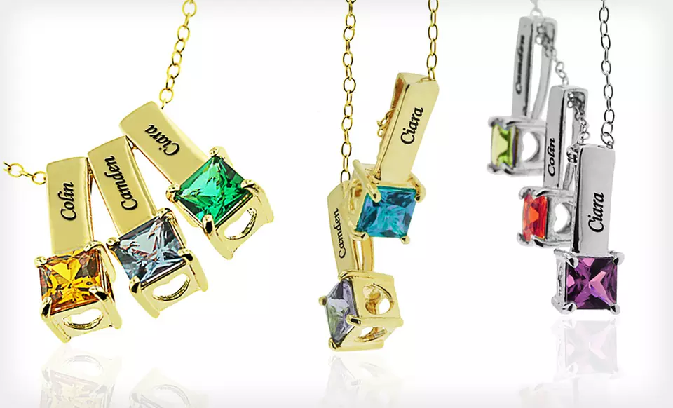 Mom’s Personalized Necklaces with Birthstones from MonogramOnline (Up to 63% Off). 12 Styles Available. Free Shipping. - Primary Image