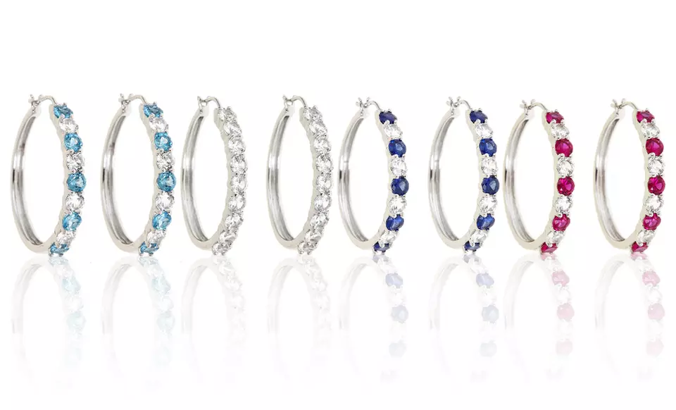 Gemstone Hoop Earrings. Multiple Styles Available. Free Returns. - Primary Image