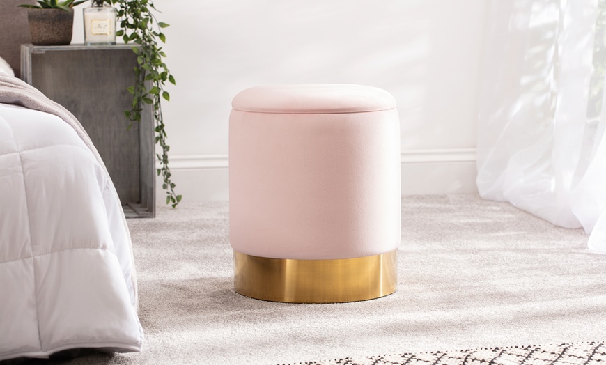 Image 3: Velvet Ottoman Storage Stool