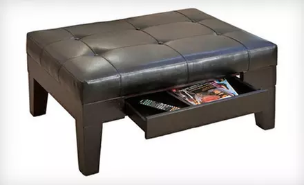$129 for a Tucson Brown Leather Storage Ottoman ($299.99 List Price). Free Shipping. - Primary Image