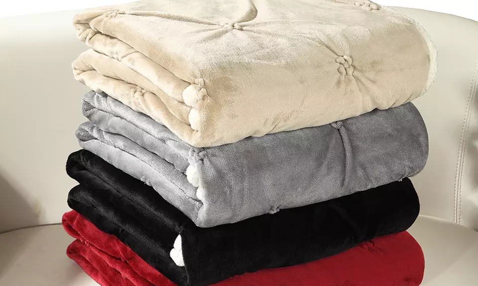 Chic Home Pinch-Pleated, Sherpa-Lined, 50"x60" Throw - Primary Image