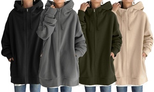  Women's Long Sleeve Zip-Up Hooded Jacket 