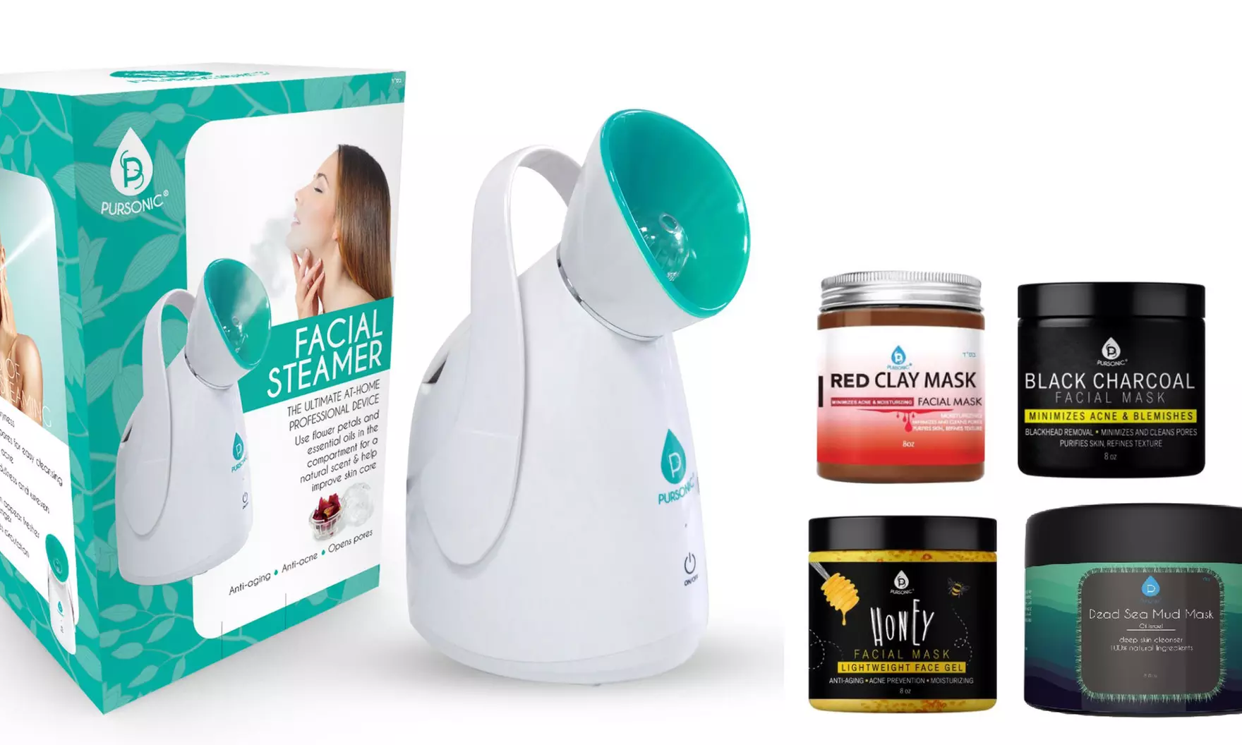 Pursonic Facial Steamer Hot Mist Moisturizing Spa w/ Facial Masks - Primary Image