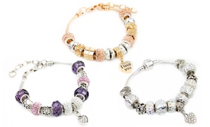 One or Two Love Charm Bracelets Made with Crystals from Swarovski®