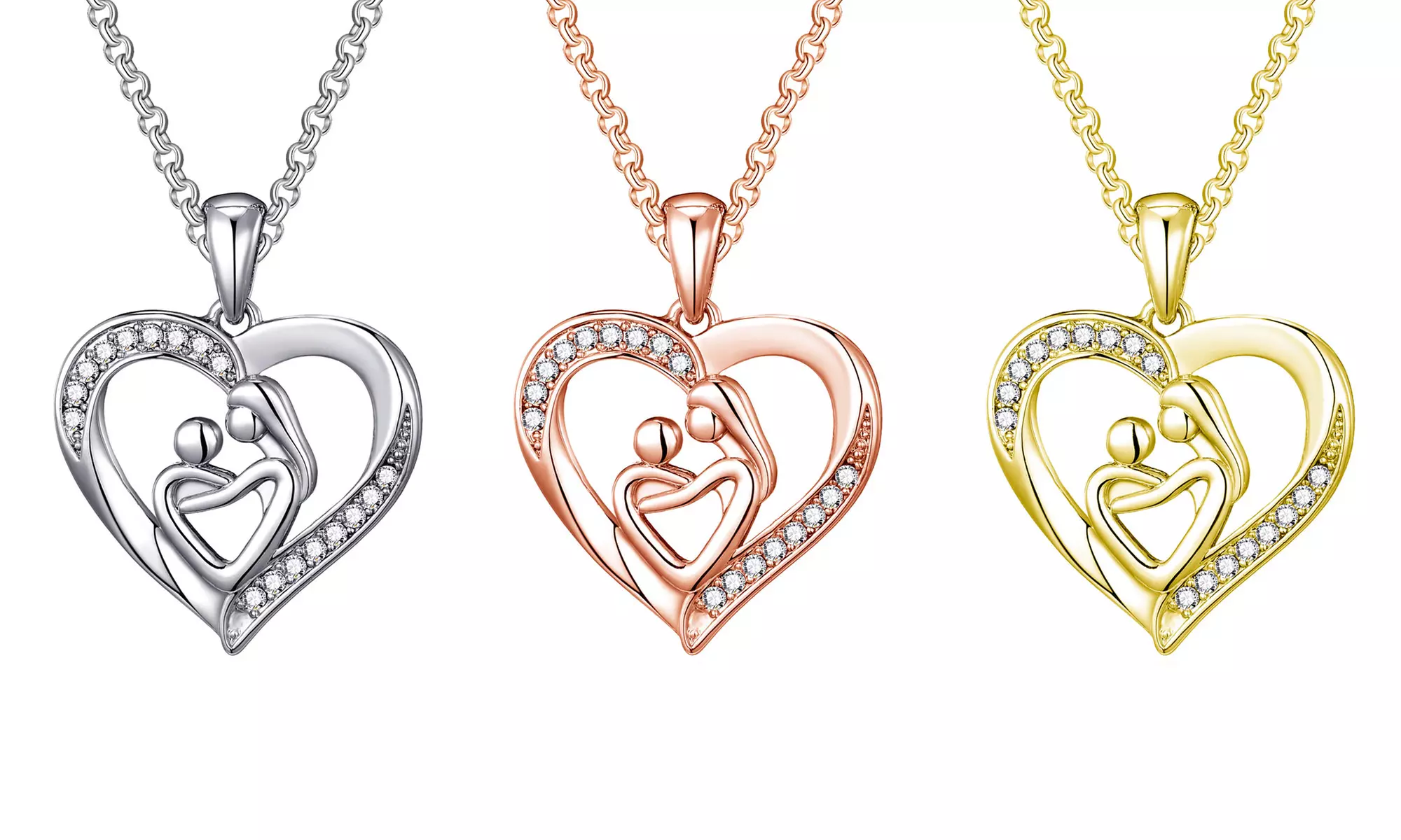 One, Two or Three Philip Jones Mother and Child Necklaces with Crystals from Zircondia® - Primary Image