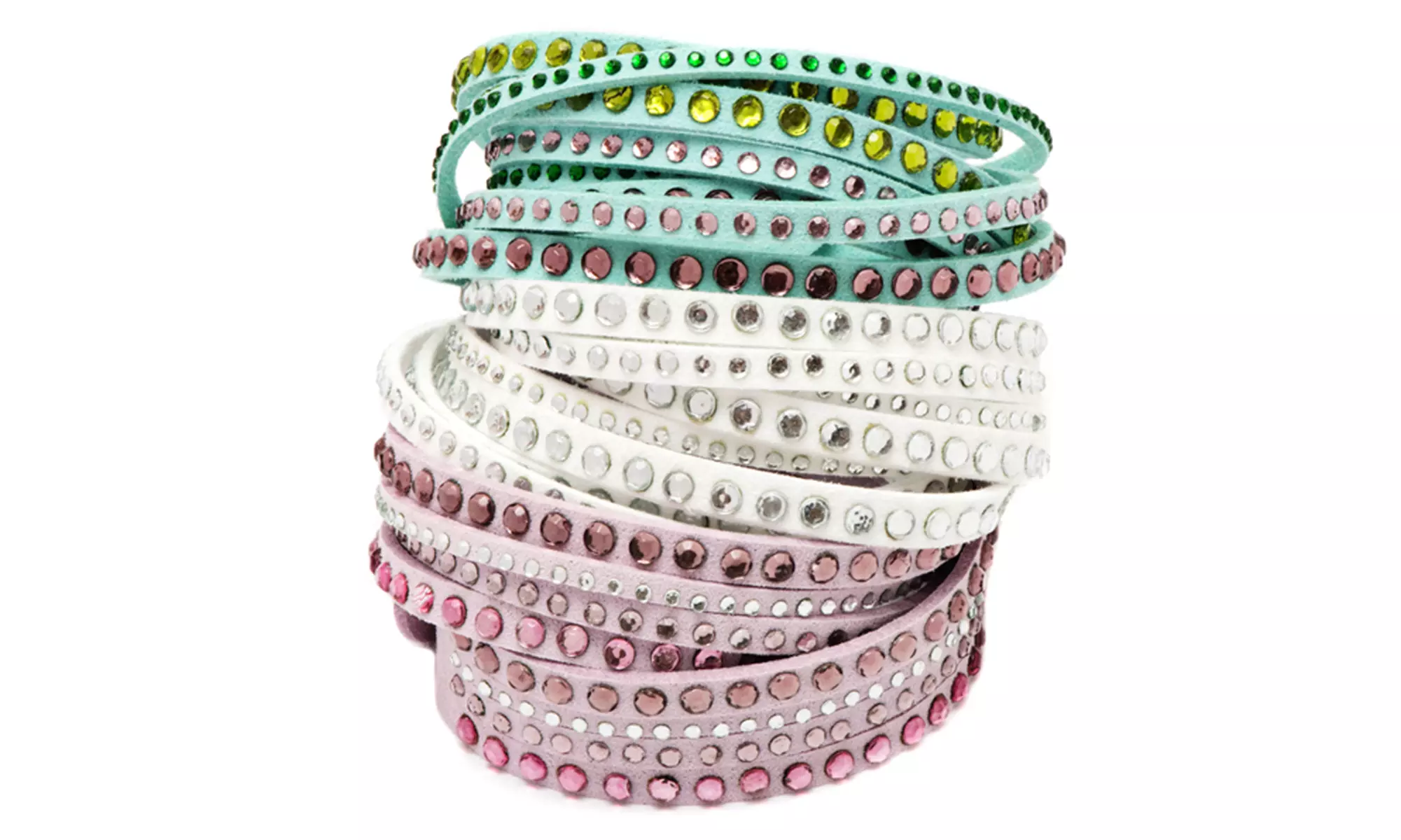 Vegan Leather Wrap Bracelets Made with Swarovski Elements - Primary Image