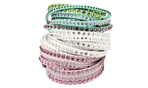 Vegan Leather Wrap Bracelets Made with Swarovski Elements