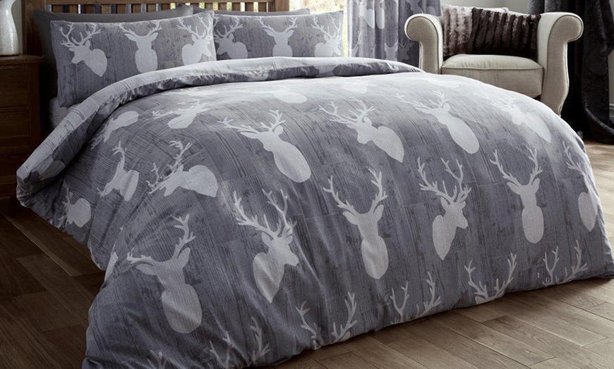 Image 1: Winter Stag Duvet Cover Set