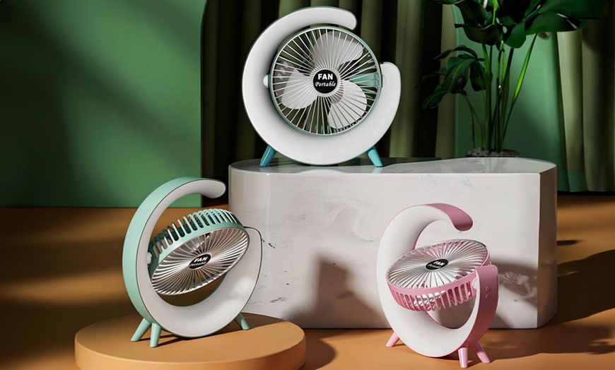 Image 2: USB Rechargeable Desk Fan or Alarm Clock or Set of Both