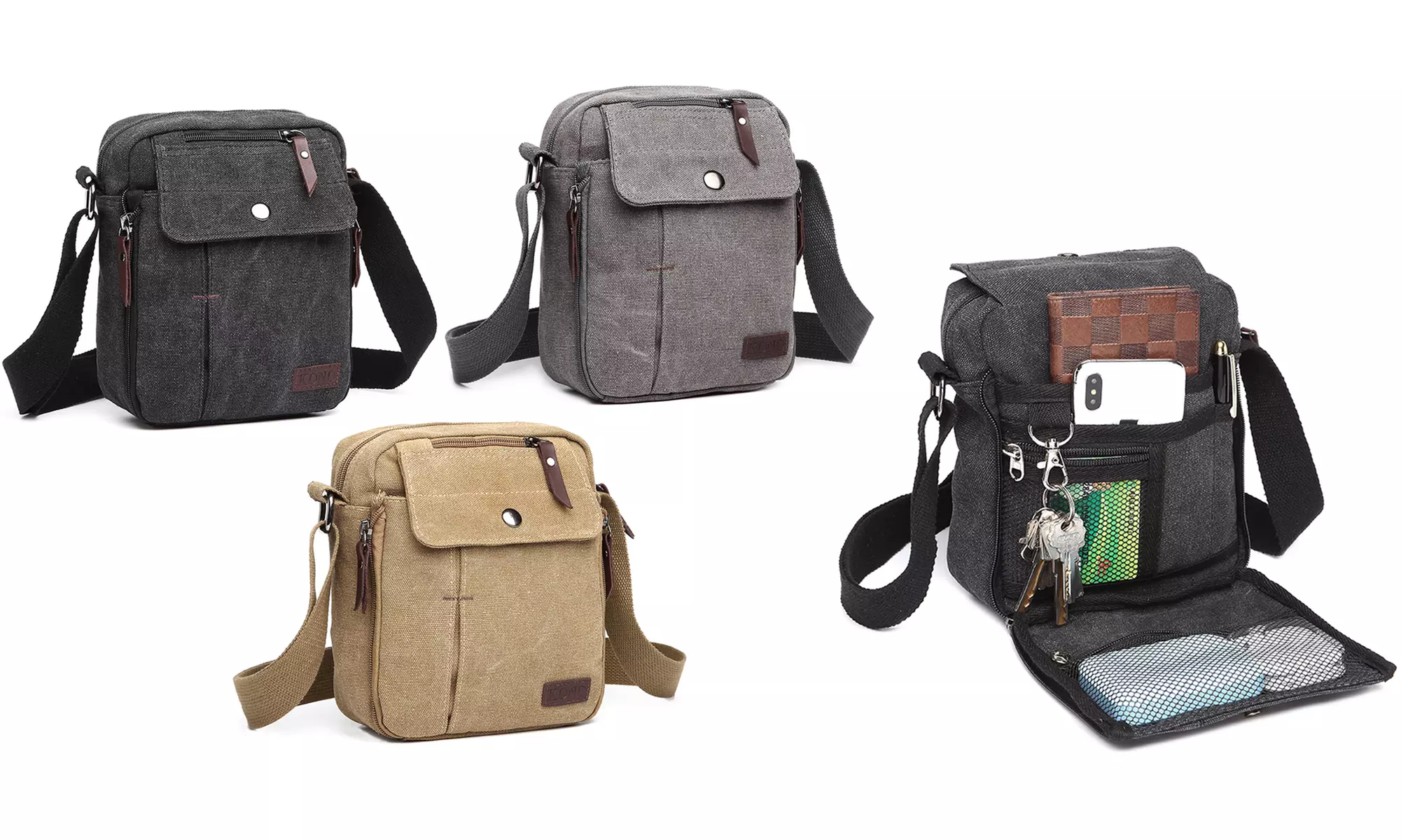 Kono Mutifunktions-Tasche aus Canvas in Schwarz, Grau oder Khaki für Herren - Primary Image