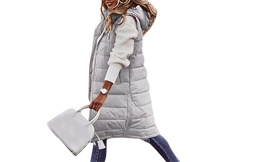 Image 10: Long-Line Hooded Gilet for Women