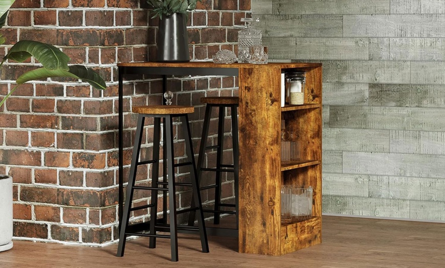 Image 2: HomCom Three-Piece Bar Table and Stool Set