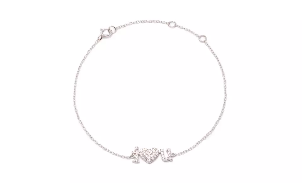 $29.99 for a Personalized Sterling Silver "I Heart You" Bracelet with Two Custom Initials from Luce Mia ($60 Value) - Primary Image