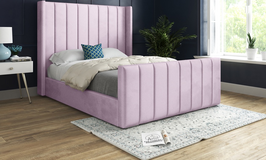 Image 13: DS Living Oxford Panel Upholstered Velvet Bed