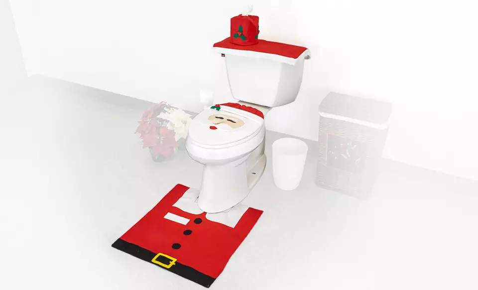 Happy Santa Toilet Seat Cover and Rug Set (4-Piece)  - Second Medium