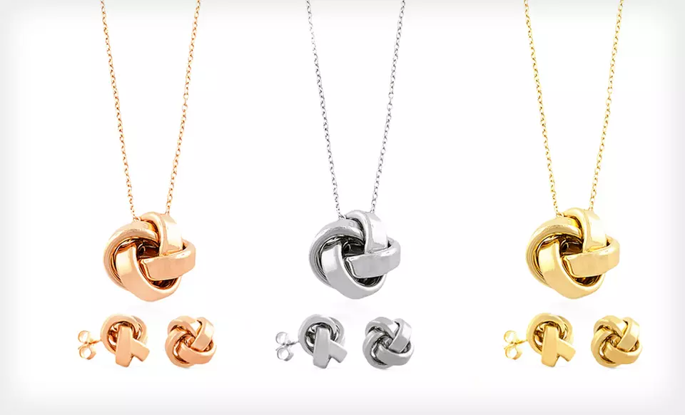 $39 for a Love Knot Earrings and Necklace Set ($249.99 List Price). Three Styles Available. Free Shipping and Returns. - Primary Image
