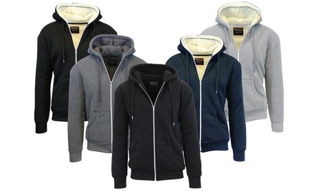 Galaxy By Harvic Men's Heavyweight Sherpa-Lined Fleece Hoodie