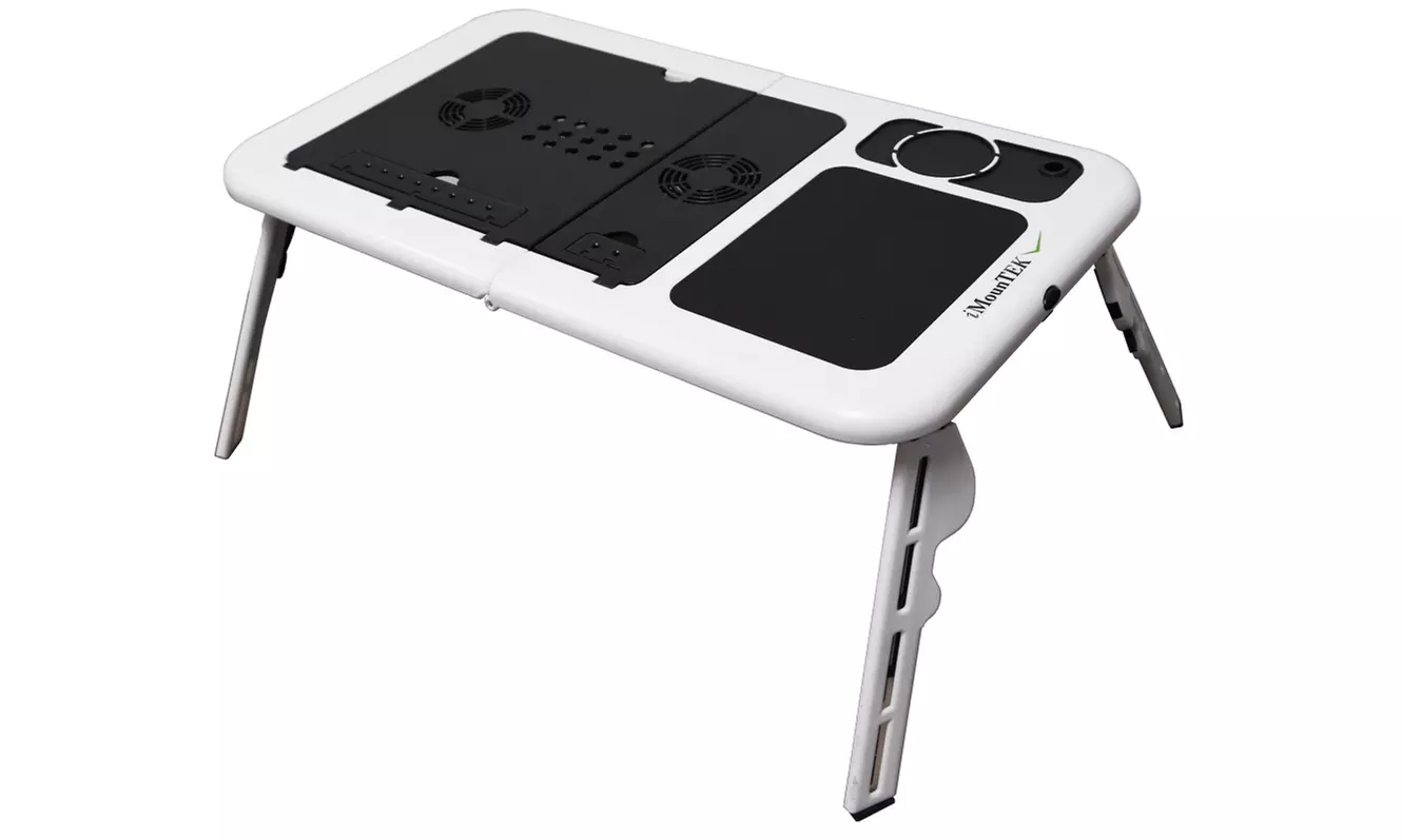 Folding Laptop Table with Mouse Pad and Dual Cooling Fans - Primary Image