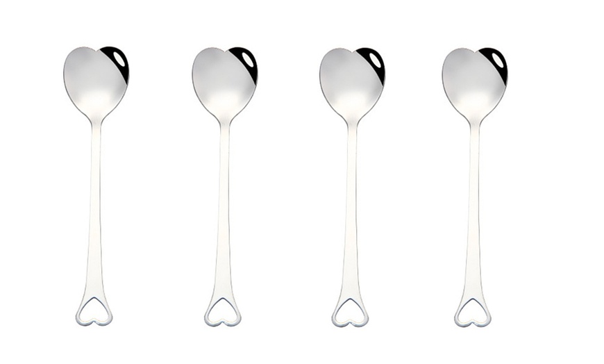 Image 13: 4, 5, 8 or 10 Heart Teaspoons