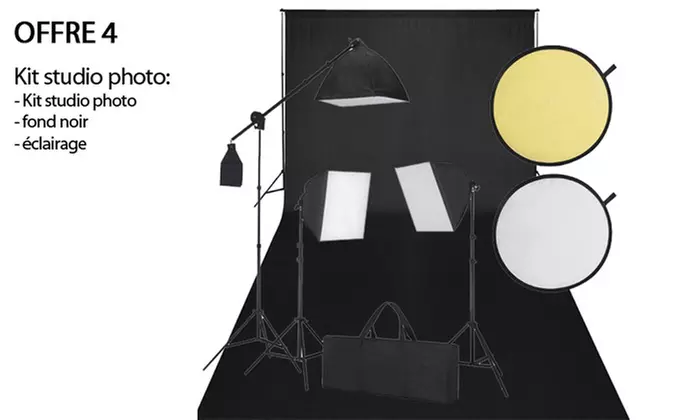 VIE Kit de studio photo avec éclairage toile de fond et réflecteur
