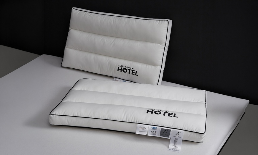 Image 16: 100% Cotton Five Star Hotel Pillow 2 Pack Set