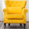 Image 2: Living And Home Yellow Upholstered Buttoned Wingback Armchair