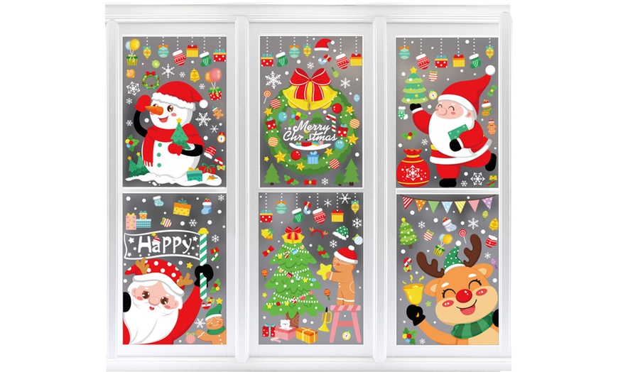 Image 1: Six Pieces of Christmas-Themed Window Sticker Decorations