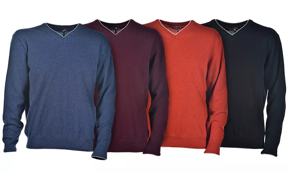 Luigi Baldo Men's 100% Cashmere V-neck Sweater - Primary Image