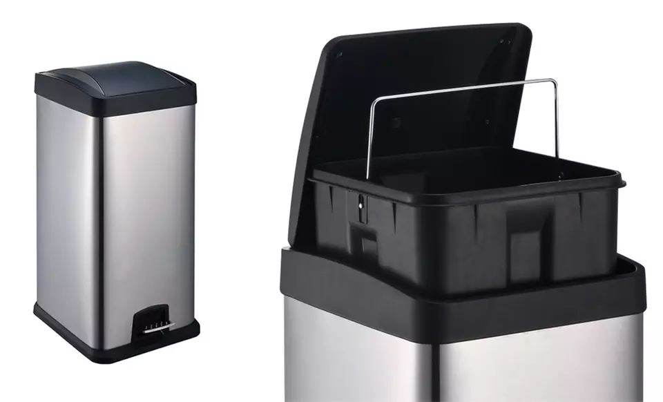 30-Liter Stainless Steel Square Trash Bin - Primary Image