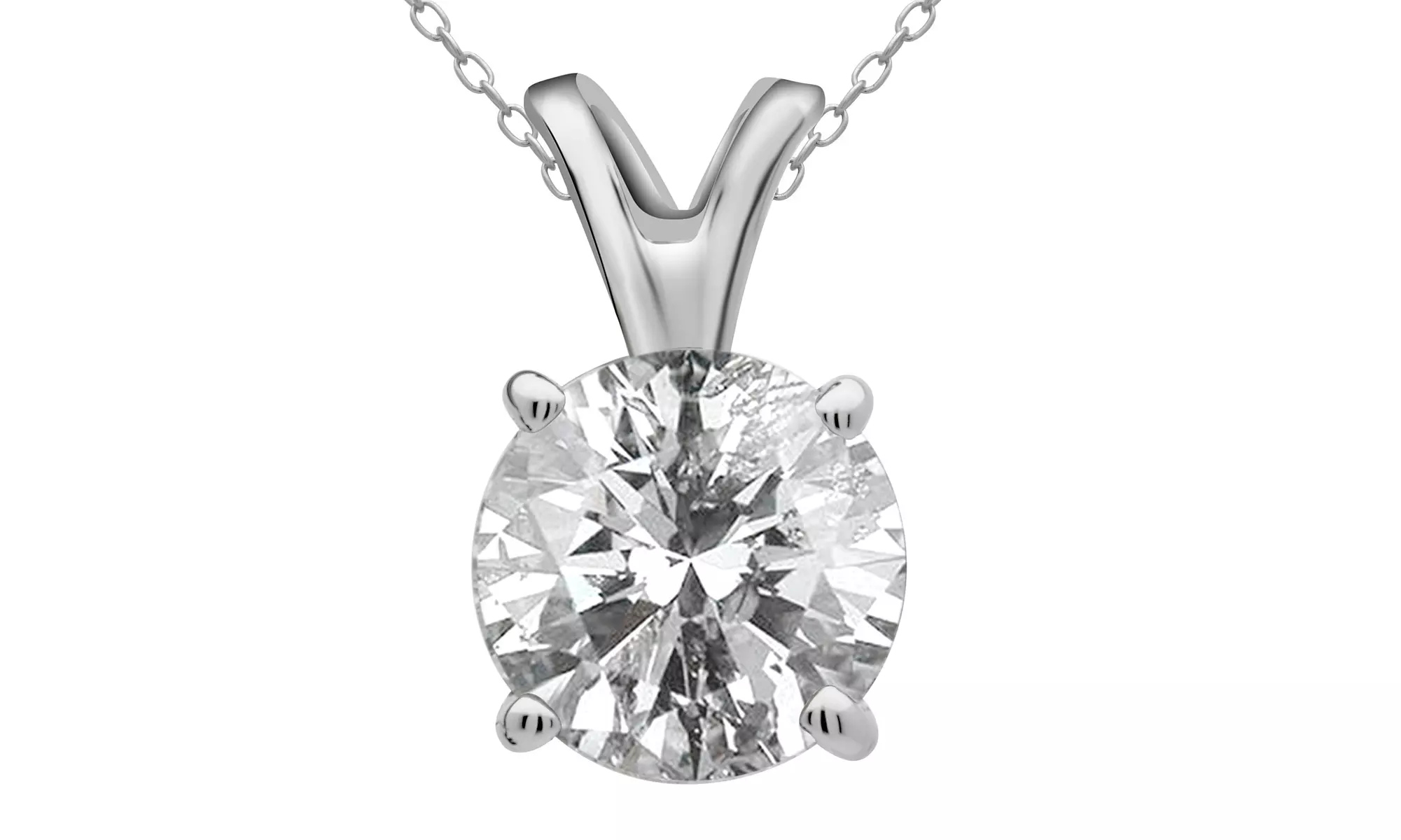 1.00, 1.25, or 2.00 CTTW Diamond-Solitaire Pendants in 14K White Gold from $499.99–$1,299.99 - Second Medium