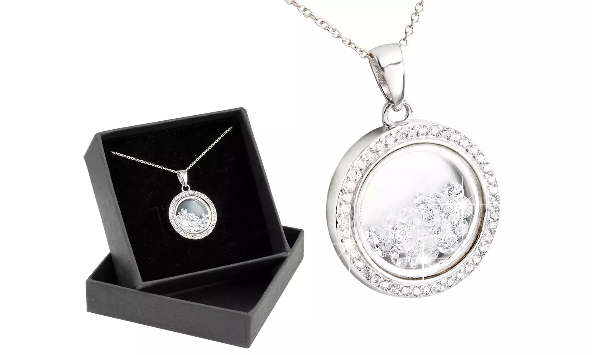 1x oder 4x Halskette mit Anhänger mit Swarovski®-Kristallen Silber/Roségold im Modell nach Wahl, inkl. Versand - Second Medium